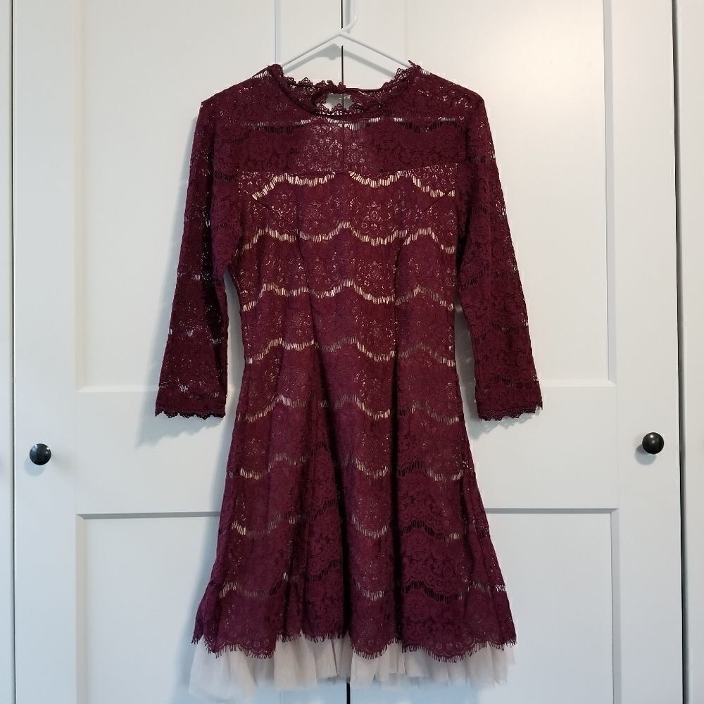 Trixxi lace overlay fit and flare dress